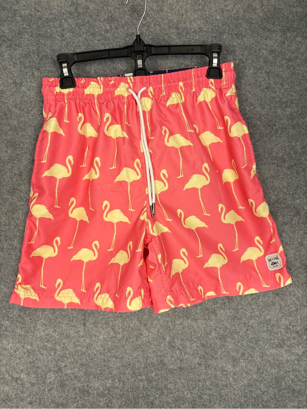 Spicy Tuna Flamingo Swim Trunks Men’s Small Pink Tropical Swim Shorts